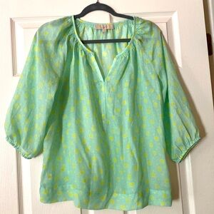 Ann Taylor Loft Sea Green Sheer Top Large Petite-Like New!